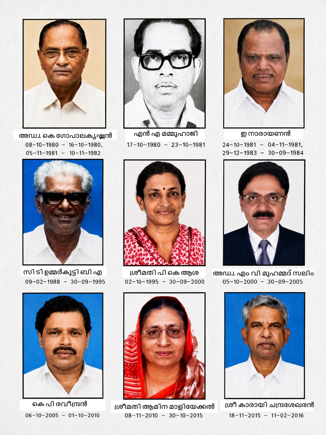 നഗരസഭയെ നയിച്ച സാരഥികള്‍